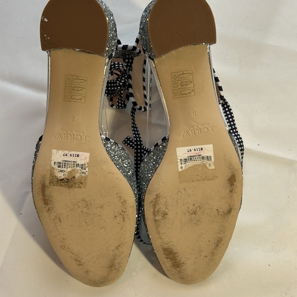 J.Crew Silver Glitter Sparkle kitten Heel Yie Shoes Size 8-EUC - Picture 6 of 8